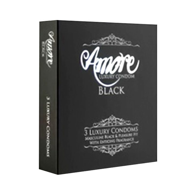 Amore Black Condom 3pcs