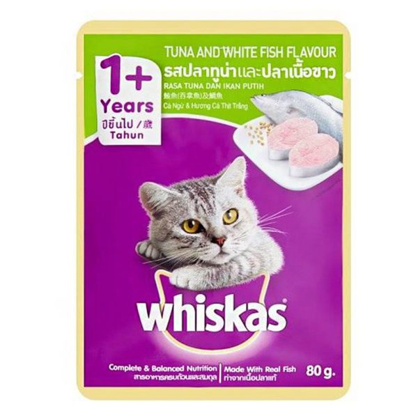 Whiskas Adult Cat Food Tuna & White Fish 80 gm USA